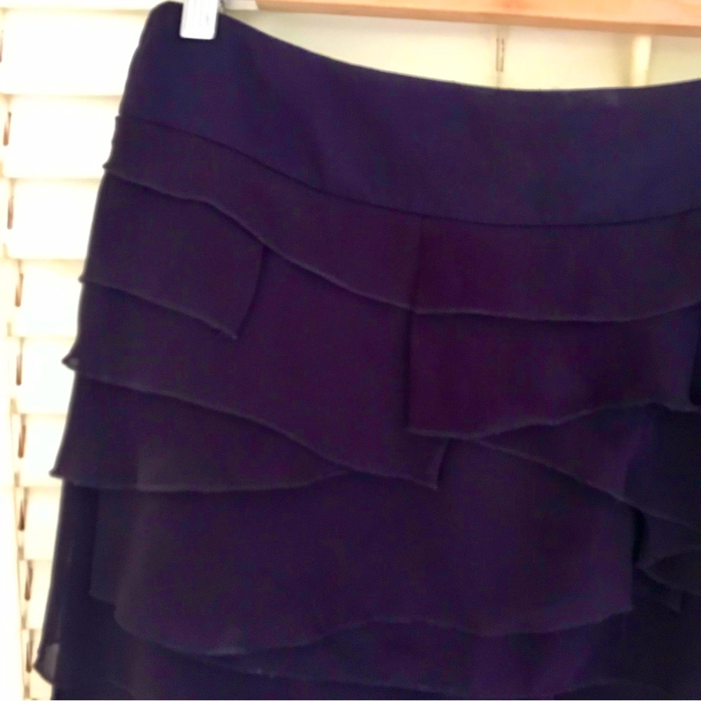ZARA Basics Chiffon Mini Skirt Purple size small Flutter Scalloped Fully Lined
